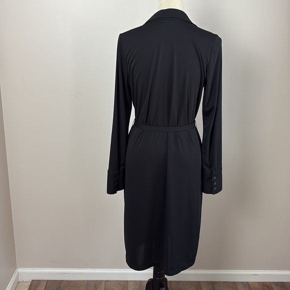 The Limited Shirtdress Ruched Front Tie Waist Long Sleeve Black Size L - Picture 7 of 11